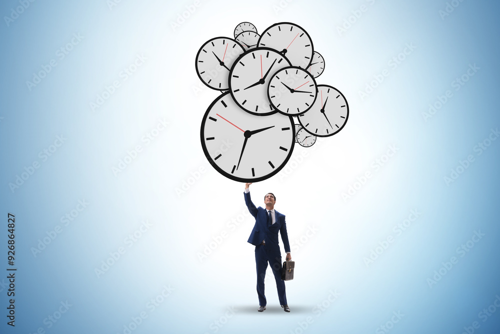 Time stress management concept with businessman Time stress management concept with businessman