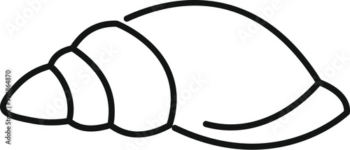 Simple black and white line art vector illustration of a snail shell