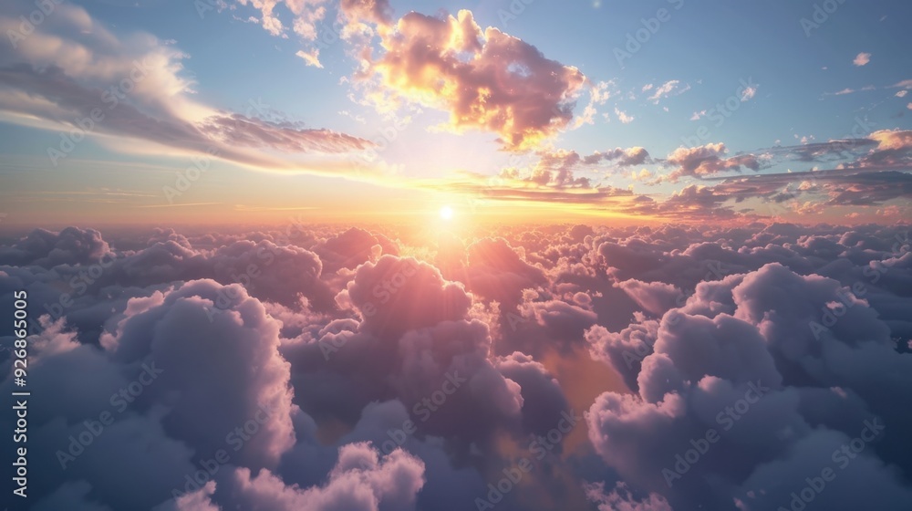 A serene morning sky with soft clouds gently illuminated by the rising sun. A serene morning sky with soft clouds gently illuminated by the rising sun.