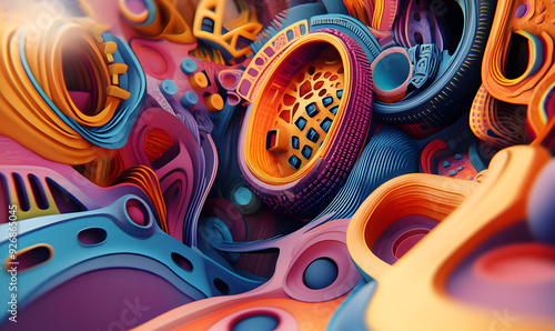 abstract 3d doodle with unique shape and pattern background