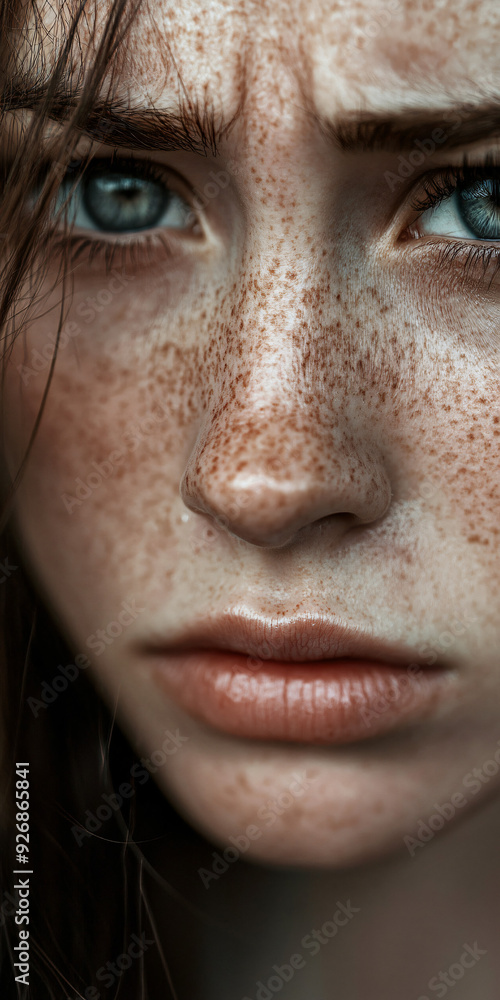 Sadness portrayed by a single tear and muted tones Sadness portrayed by a single tear and muted tones