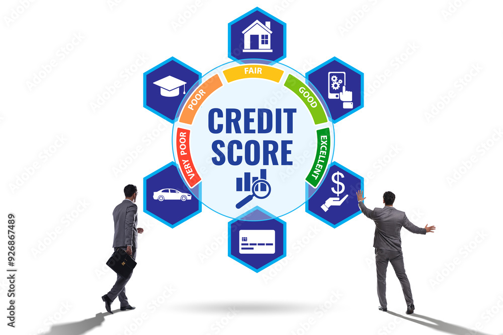 Credit score concept with businessman Credit score concept with businessman