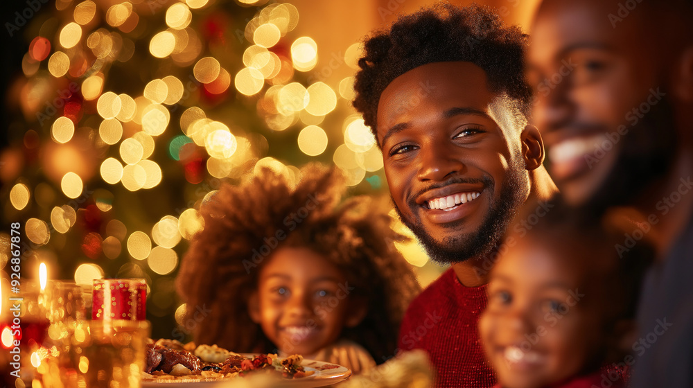 A happy family having dinner at Christmas time. Candid natural view. A happy family having dinner at Christmas time. Candid natural view.