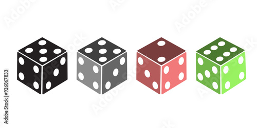 Set of monochrome dices. Vector isolated dice icons