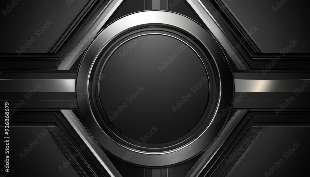 Black and Silver Abstract Circular Design with Geometric Shapes Black and Silver Abstract Circular Design with Geometric Shapes