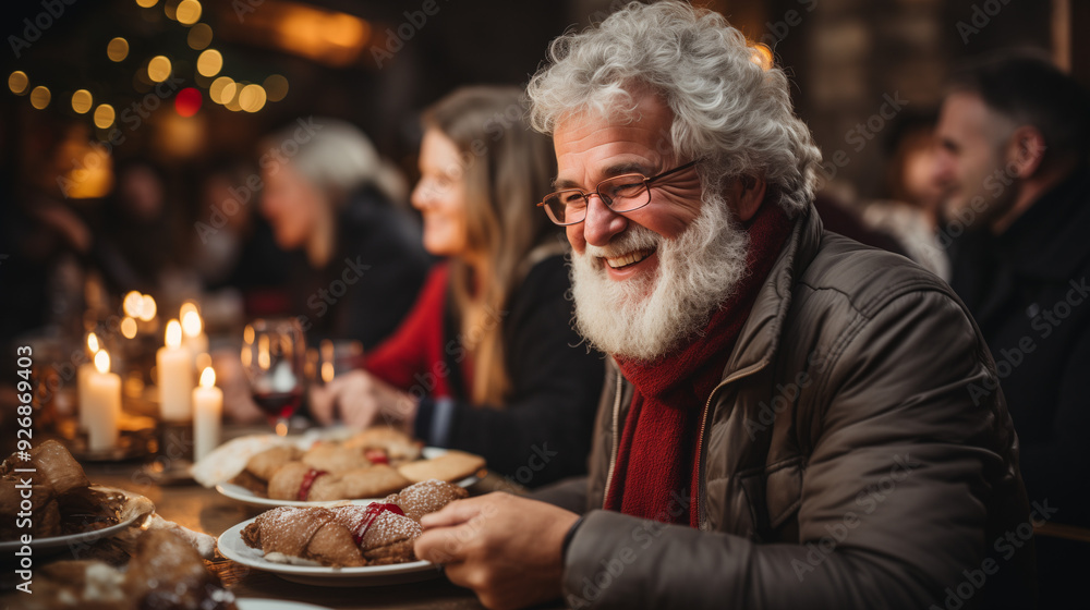 A happy family having dinner at Christmas time. Candid natural view. A happy family having dinner at Christmas time. Candid natural view.