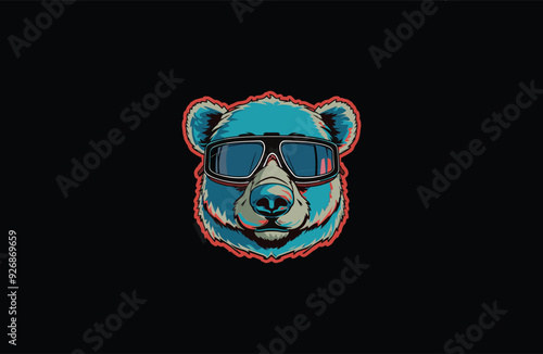 Bear using virtual glasses design vector illustration