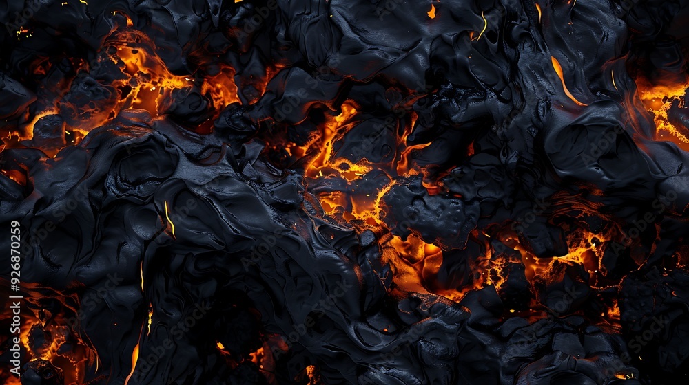 Abstract Black and Orange Lava Flow Texture. Abstract Black and Orange Lava Flow Texture.