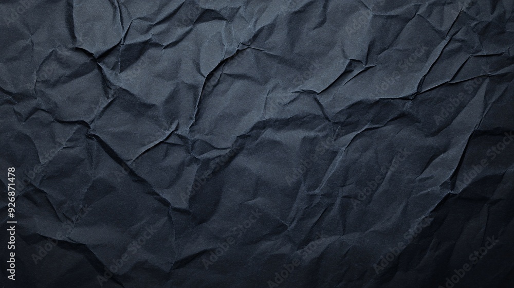 A close-up of crumpled dark paper texture, ideal for backgrounds or design elements. A close-up of crumpled dark paper texture, ideal for backgrounds or design elements.