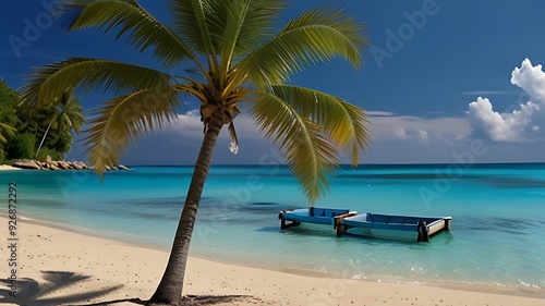 beach with water and blue sky