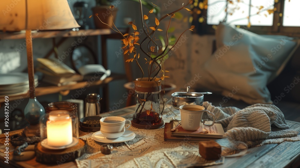 Cozy Autumn Evening with a Cup of Tea Cozy Autumn Evening with a Cup of Tea