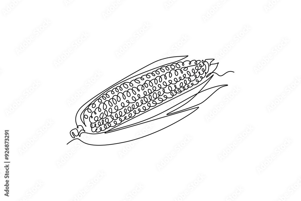 Continuous one line drawing whole healthy organic corn crop for farming or harvesting logo identity. Fresh maize concept for starchy vegetable icon. Single line draw design vector graphic illustration Continuous one line drawing whole healthy organic corn crop for farming or harvesting logo identity. Fresh maize concept for starchy vegetable icon. Single line draw design vector graphic illustration