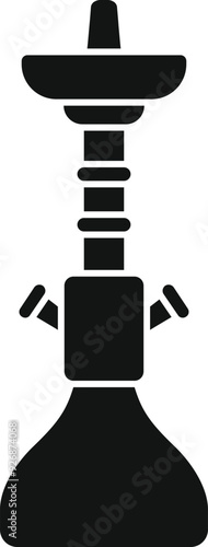 Black glyph icon representing a classic hookah, a traditional water pipe used for smoking flavored tobacco