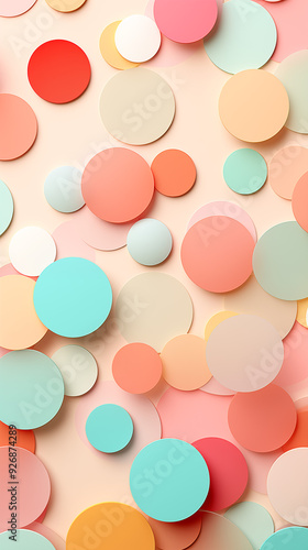 Colorful Circles, Dots, Balls on Pink Background, Abstract Image, Texture, Pattern, Wallpaper, Cover and Screen of Smartphone, Cell Phone, Computer, Laptop, 9:16 and 16:9 Format