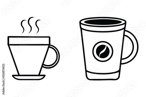 Coffee cup icons set Black and white design Vector illustration