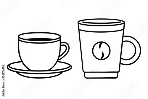 Coffee cup icons set Black and white design Vector illustration