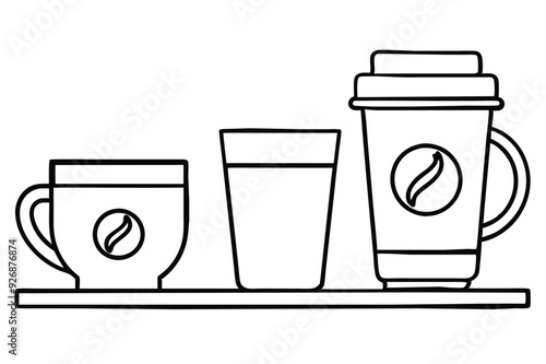 Coffee cup icons set Black and white design Vector illustration