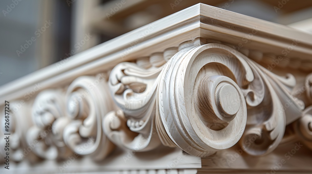 Naklejka premium Close up detail of the white decorative molding on the wall.