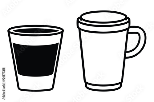 Coffee cup icons set Black and white design Vector illustration