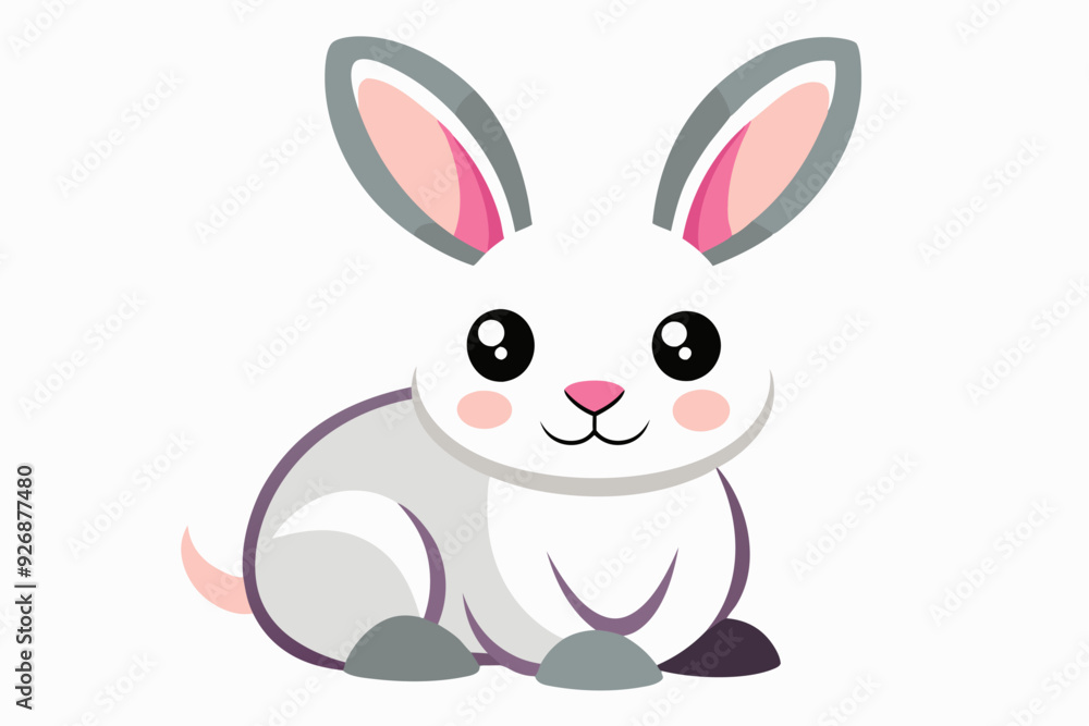 A Cartoon White Rabbit With Pink Ears and a Small Pink Nose A Cartoon White Rabbit With Pink Ears and a Small Pink Nose