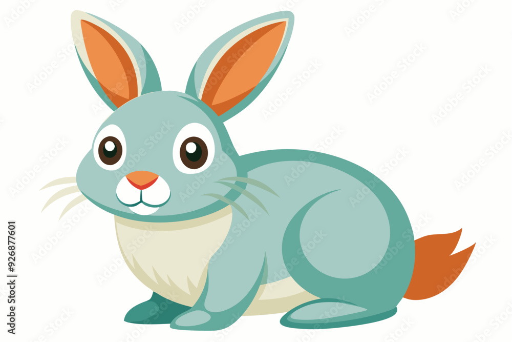 Cartoon Illustration of a Blue Rabbit with Orange Ears and Tail Cartoon Illustration of a Blue Rabbit with Orange Ears and Tail