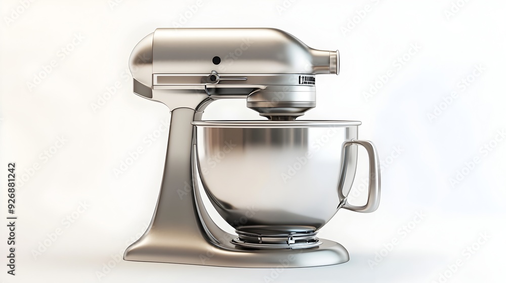Retro 3D Rendering of a Metal Kitchen Mixer with Rotating Beaters Retro 3D Rendering of a Metal Kitchen Mixer with Rotating Beaters