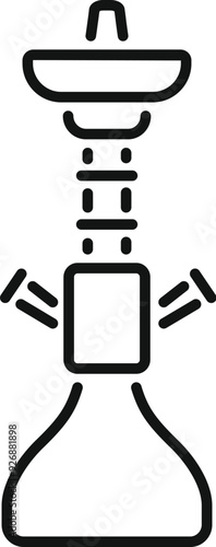 Simple black and white line art icon of a hookah, often used for smoking flavored tobacco