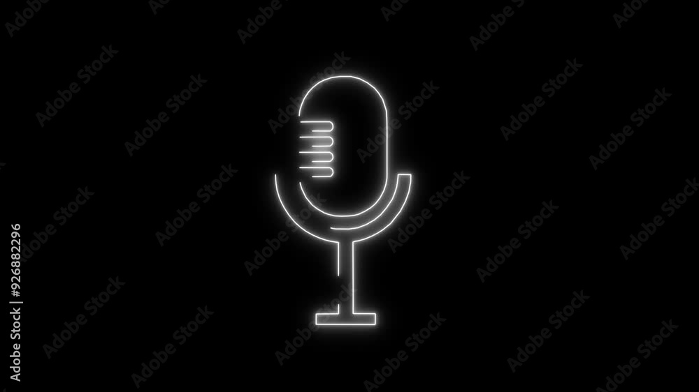 microphone animation with black color background,Neon mic icon animation,Glowing neon microphone sign, Audio podcast, live voice interview. microphone animation with black color background,Neon mic icon animation,Glowing neon microphone sign, Audio podcast, live voice interview.