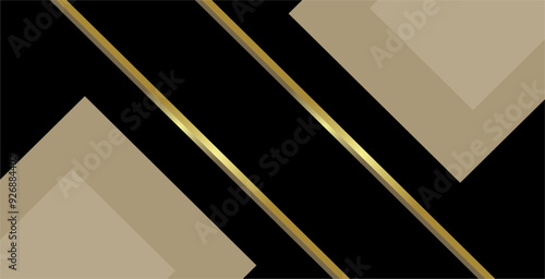 The composition of empty space and geometric planes and diagonal lines with shades of brown, gold and black gives an elegant and luxurious impression