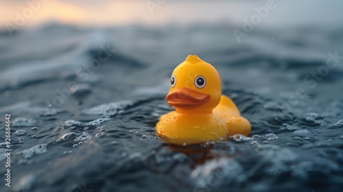 Lonely Rubber Duck Adrift on the Open Sea