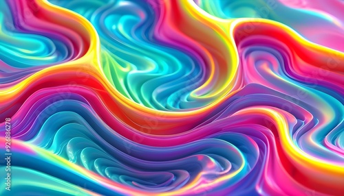 The flowing abstract pattern in rainbow color is full of layers and dynamics.