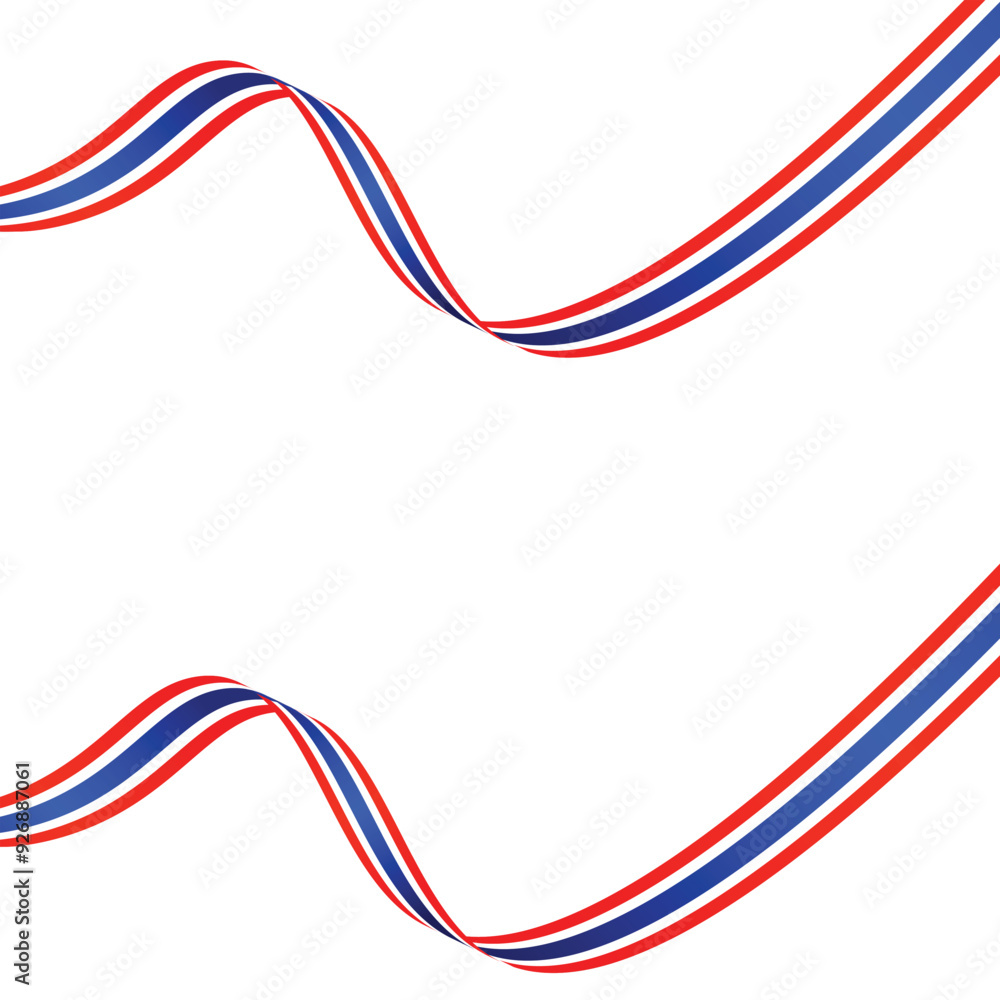 Thailand flag ribbon on white background. National Flag of Thailand Ribbon Banner Vector Illustration Thailand flag ribbon on white background. National Flag of Thailand Ribbon Banner Vector Illustration