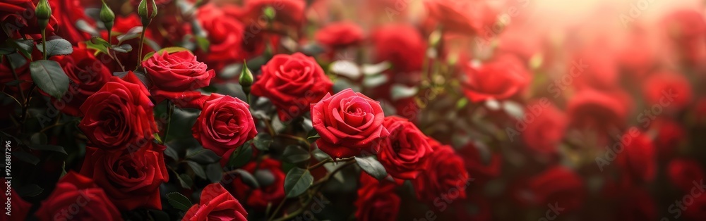 Blooming Red Roses: Beautiful Closeup Texture for Flower Background Banner Blooming Red Roses: Beautiful Closeup Texture for Flower Background Banner