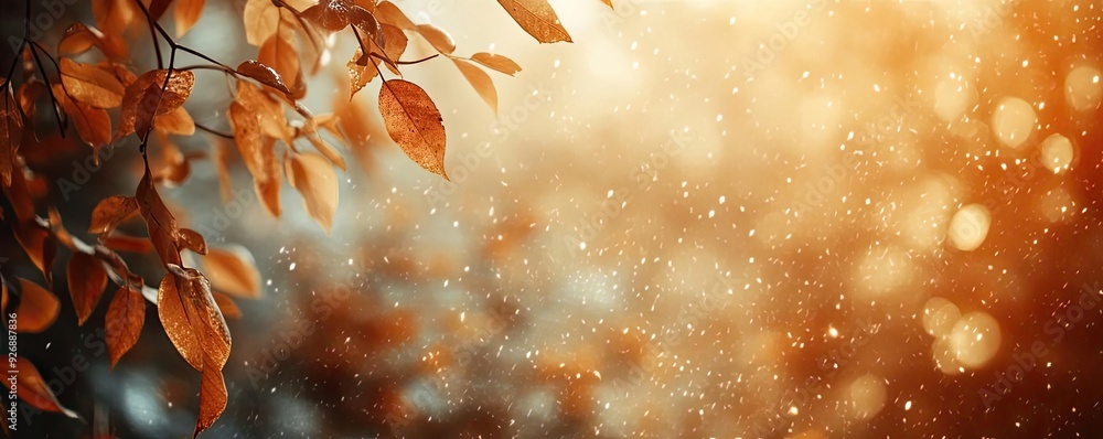 A beautiful autumn scene featuring warm colors, falling leaves, and a dreamy bokeh background, perfect for seasonal themes. A beautiful autumn scene featuring warm colors, falling leaves, and a dreamy bokeh background, perfect for seasonal themes.