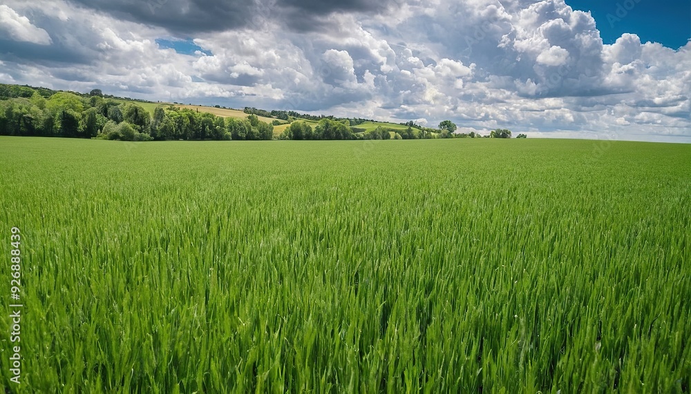 Obraz premium Digital composition of green meadow and blue sky 16