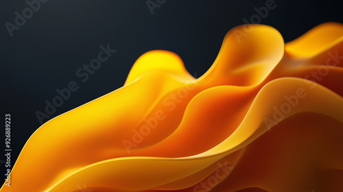 3D render of an abstract  shape on a dark background, with fluid, The illustration style features wavy resin sheets and simple lines photo