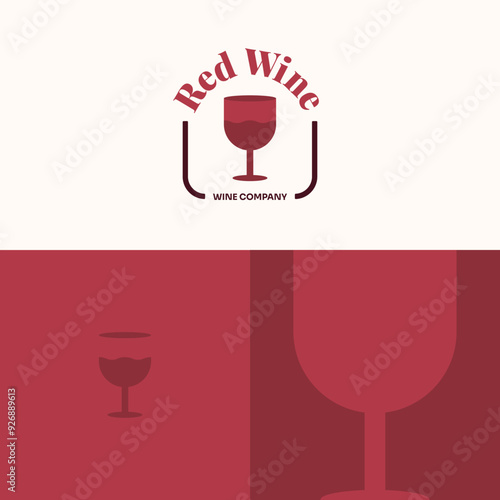 Logo Red Glass Of Wine Company Brown Fancy