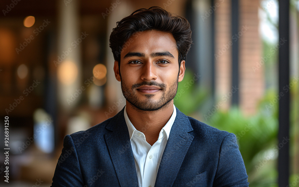 A young Indian businessman standing confidently, representing professionalism and leadership. A young Indian businessman standing confidently, representing professionalism and leadership.