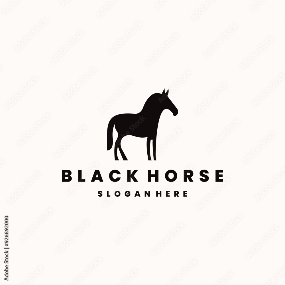 Black horse logo design template vector illustration On White background Black horse logo design template vector illustration On White background