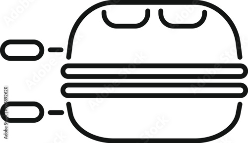 Wireless earbuds connecting to case icon, outline style