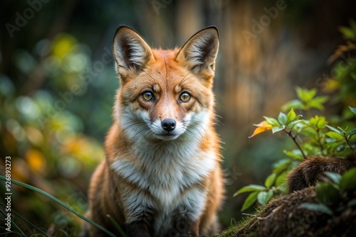 Orange Fox Intently Observing, Close-Up Focused Expression