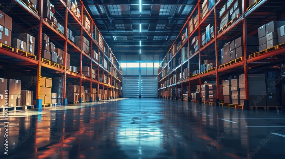 Efficient Warehouse Management: Rows of Shelves with Boxes for Logistics and Inventory Control Efficient Warehouse Management: Rows of Shelves with Boxes for Logistics and Inventory Control