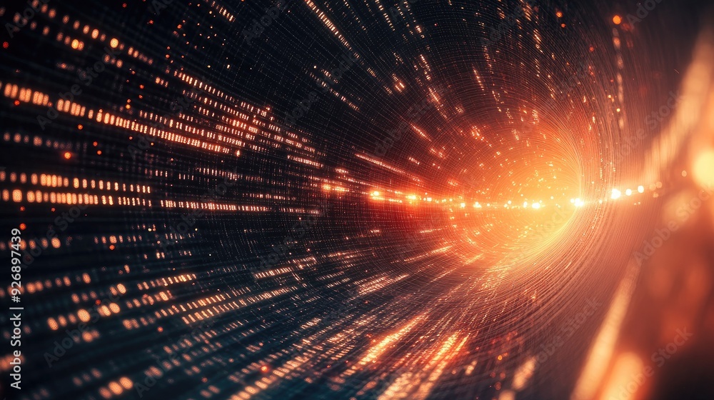 Abstract wave of binary code flowing through space Abstract wave of binary code flowing through space