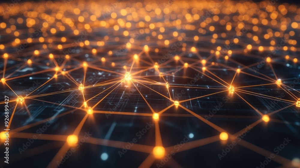 Obraz premium Digital network connections glowing in a geometric pattern