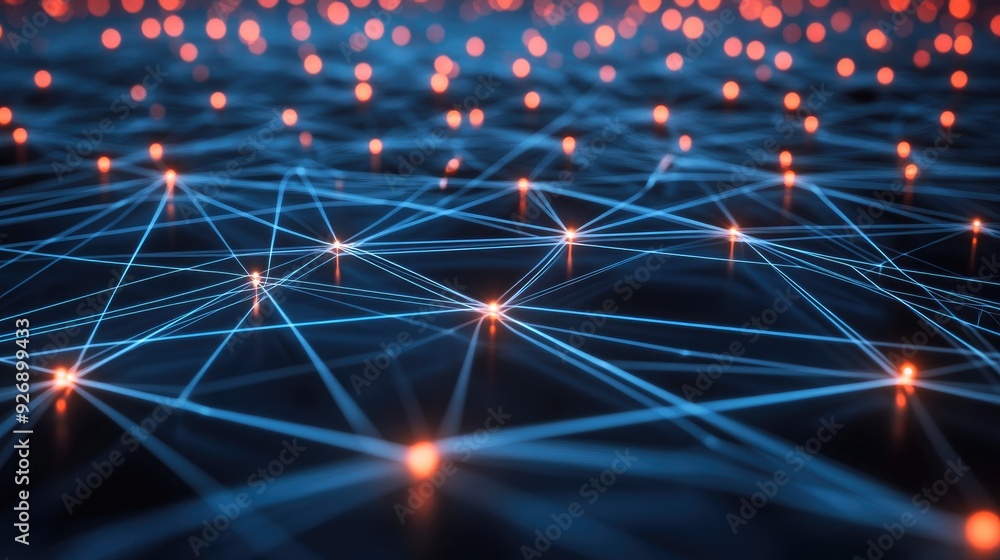 Digital network connections glowing in a geometric pattern Digital network connections glowing in a geometric pattern