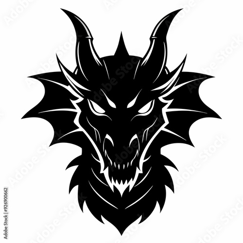 Dragon head silhouette, Chinese Dragon head icon vector illustration
