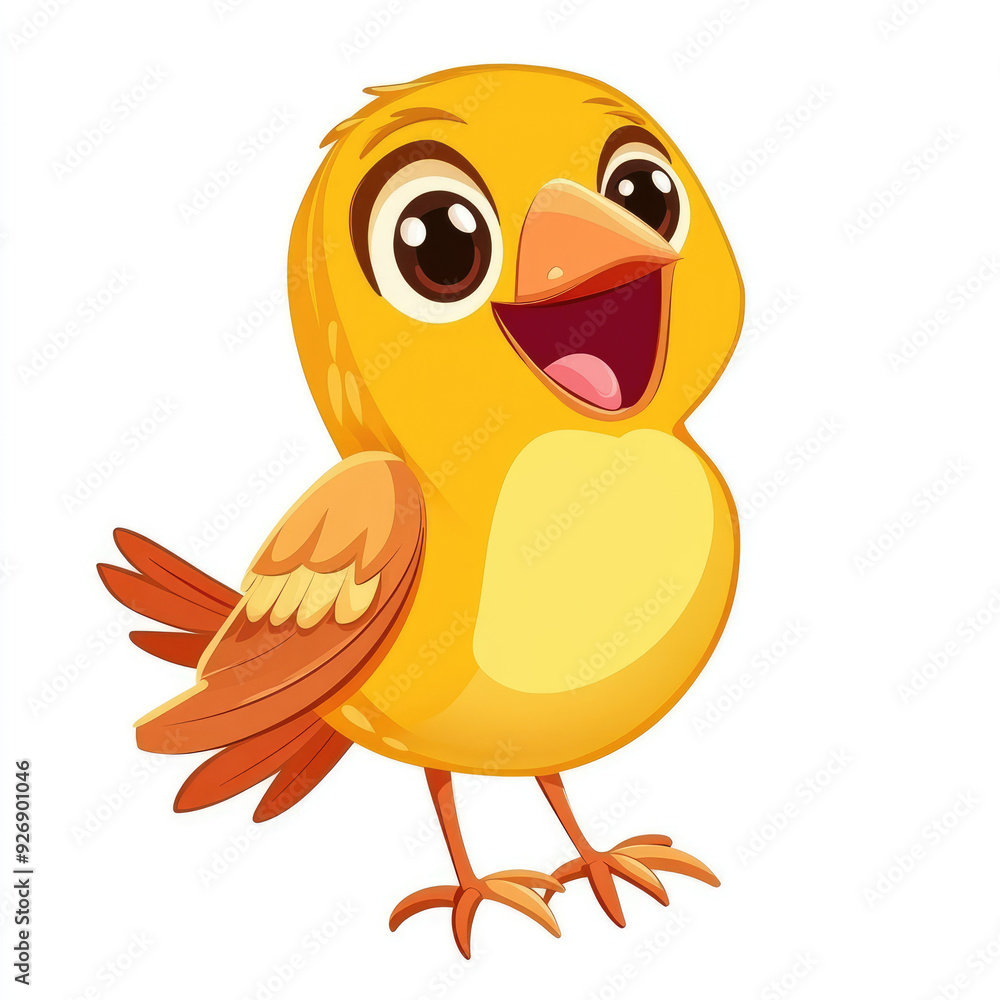 Fototapeta premium Funny cheerful bird anime bird isolated white background 