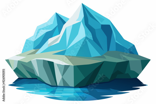 A Low-Poly Iceberg Floating in Blue Water