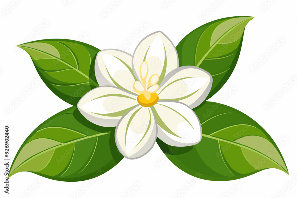 White Flower with Green Leaves White Flower with Green Leaves