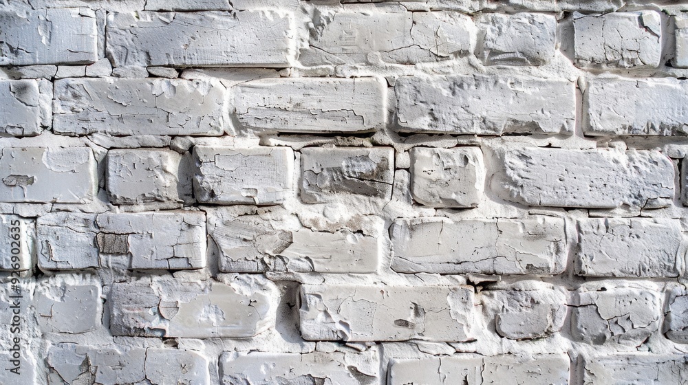 A white brick wall with uneven bricks and weathered mortar, ideal for a vintage industrial look. A white brick wall with uneven bricks and weathered mortar, ideal for a vintage industrial look.